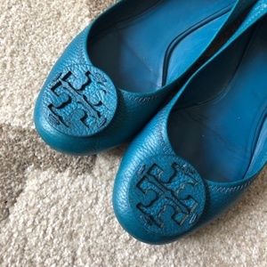 Tory Burch Blue Leather Ballet Flats